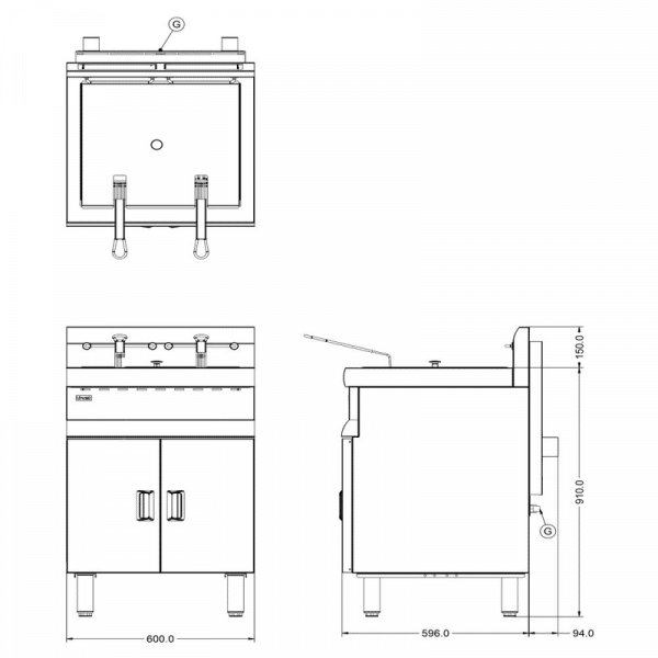 Lincat J10/N Twin Tank Free Standing Natural Gas Fryer - Image 2