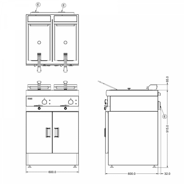 Lincat J12 Twin Tank, Free Standing Electric Fryer - Image 3